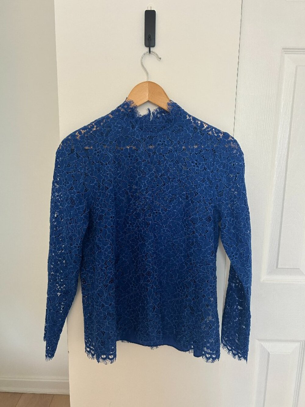 J. Crew Royal Blue Long Sleeve Lace Blouse